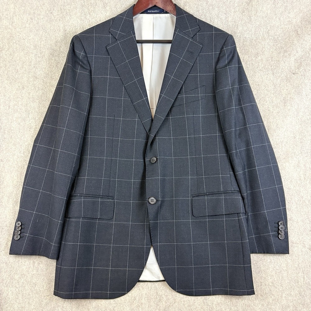 Suitsupply Brescia Gray 42R Suit Vitale Barberis Canonico 110 Wool Windowpane - Picture 2 of 16